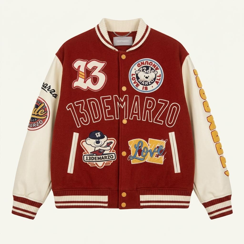 [M] 13De Marzo teddy patch varsity jacket 1