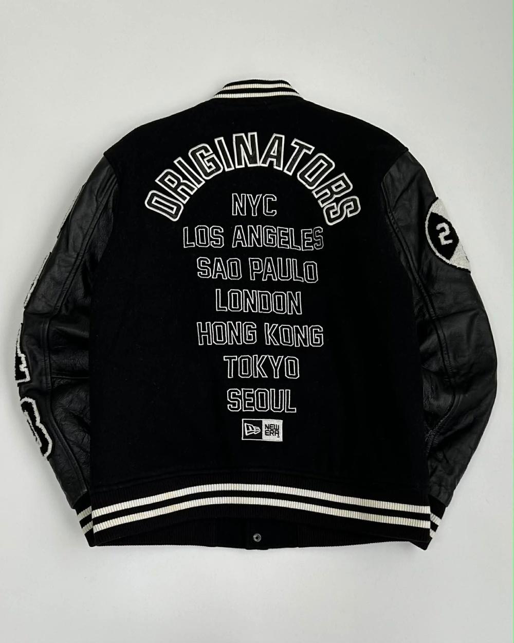 [M] New Era leather sleeve varsity jacket 7