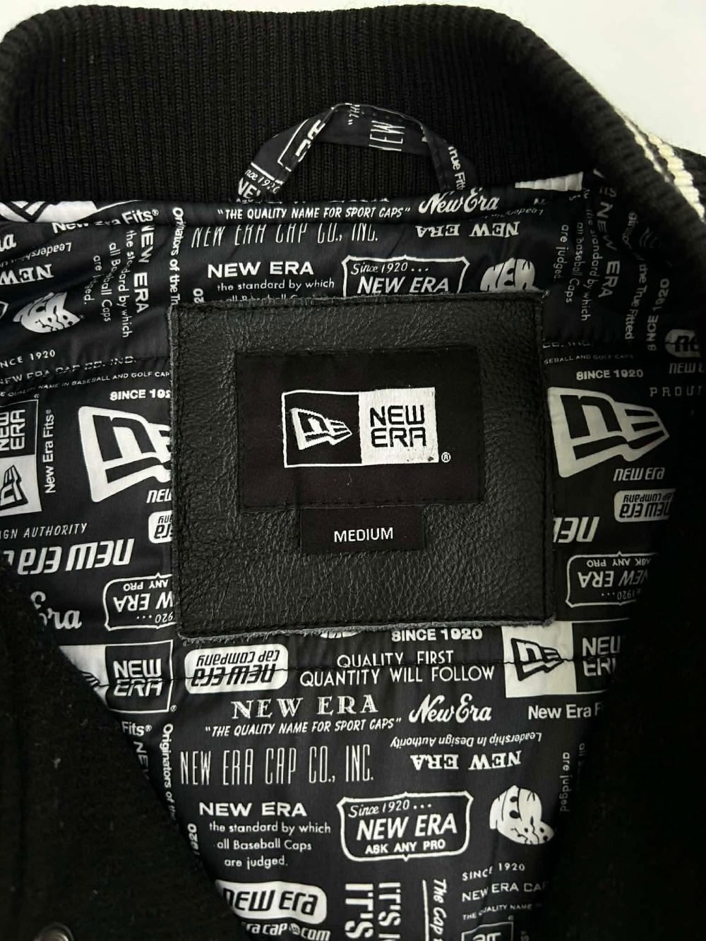 [M] New Era leather sleeve varsity jacket 9