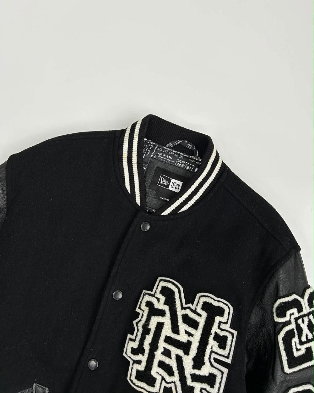 [M] New Era leather sleeve varsity jacket 8