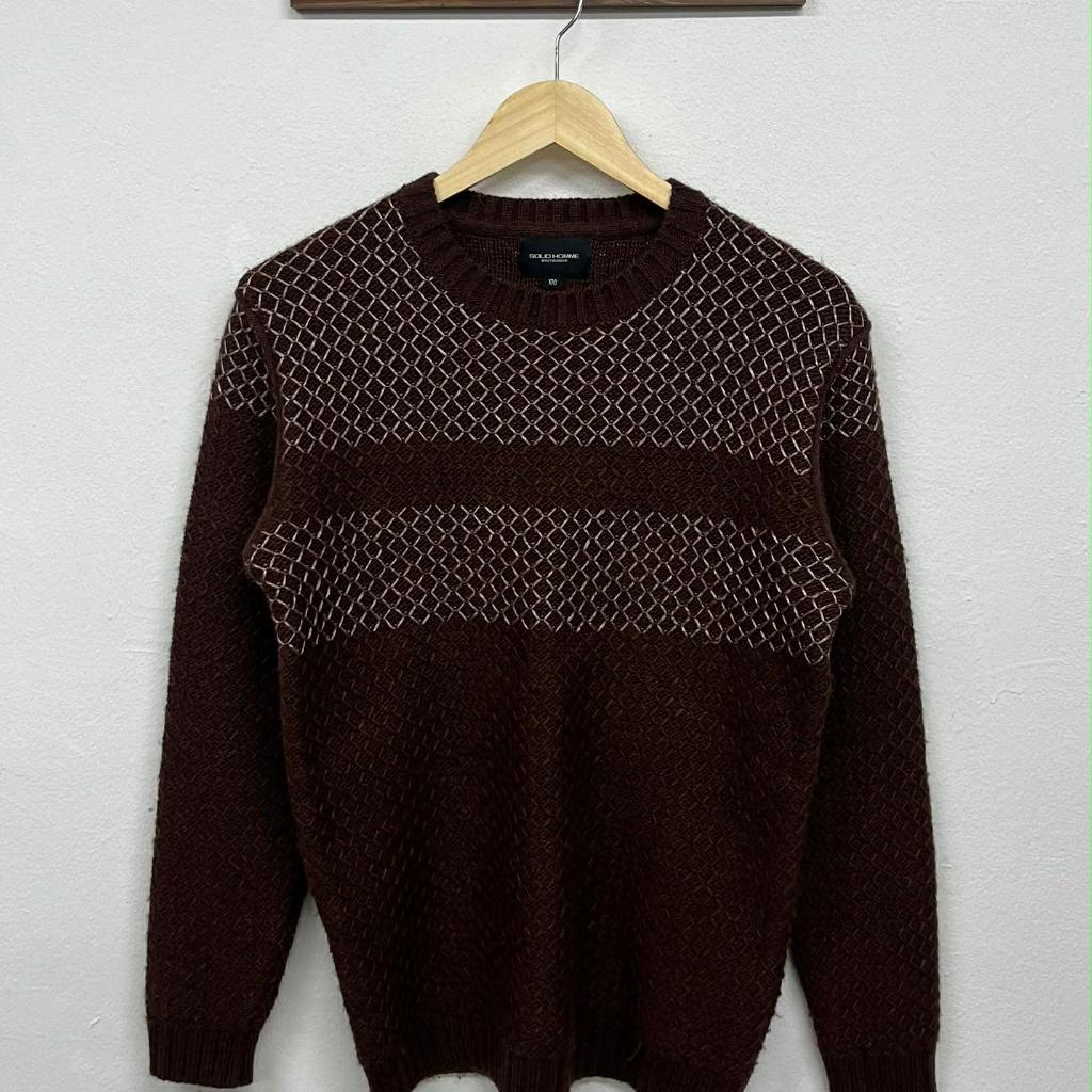 [100] Solid homme patterned wool knit 2