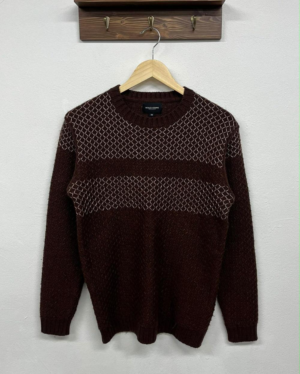 [100] Solid homme patterned wool knit 3