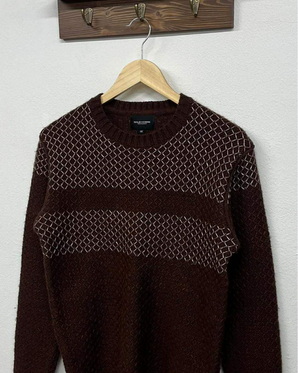[100] Solid homme patterned wool knit 4