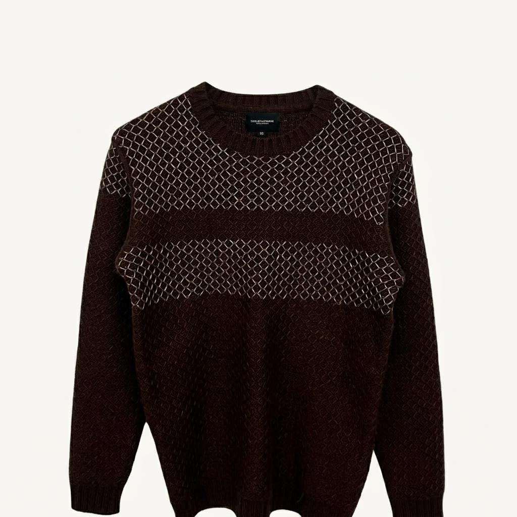[100] Solid homme patterned wool knit 1