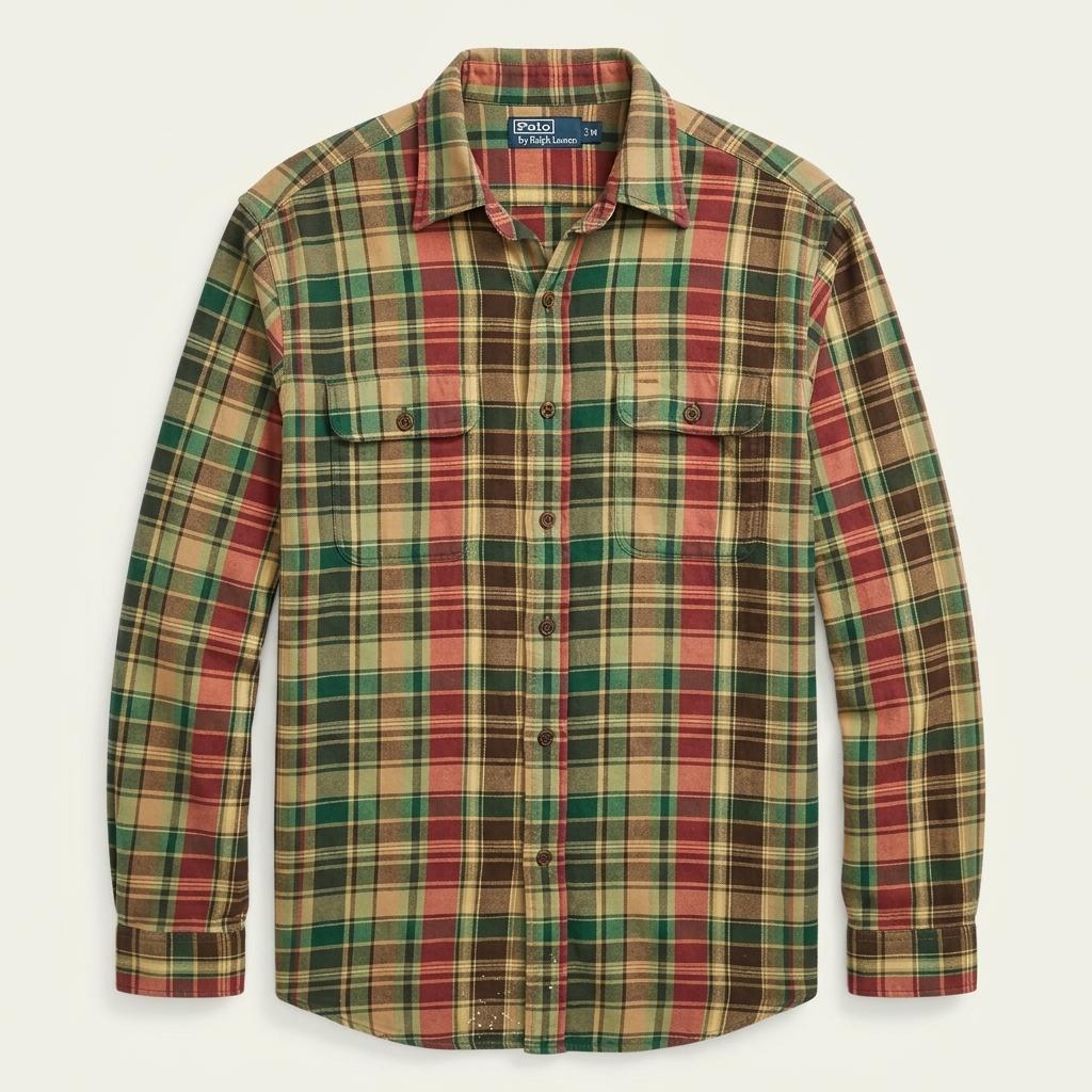 [M] Polo Ralph Lauren plaid elbow patch shirt 1