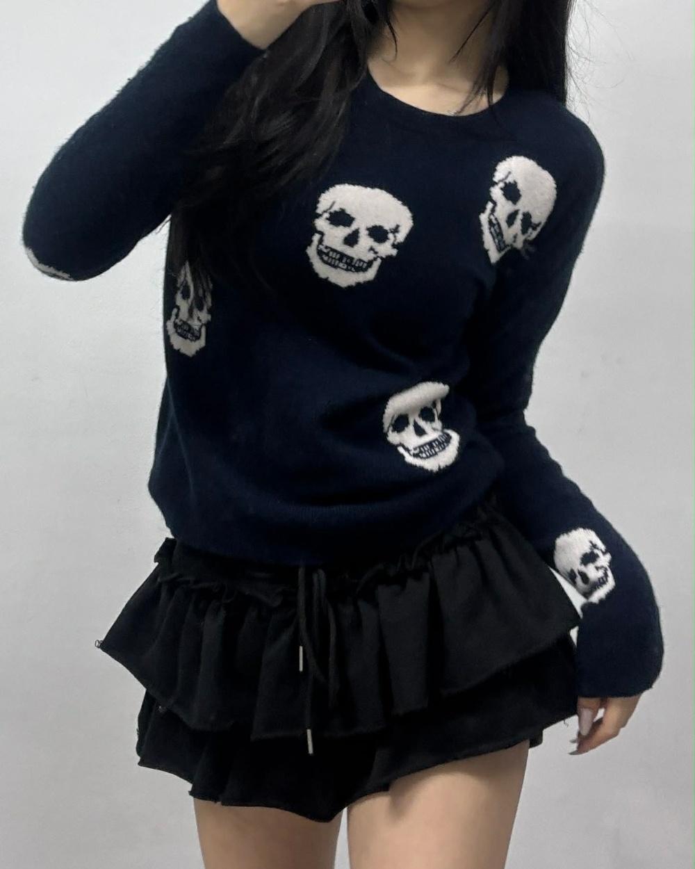 [XS] Skull cashmere skull pattern cashmere knit 3