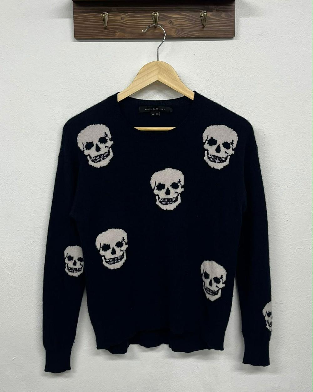 [XS] Skull cashmere skull pattern cashmere knit 5