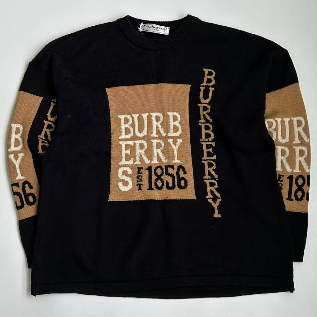 [L] Burberrys 1856 logo knit sweater (Made in 3