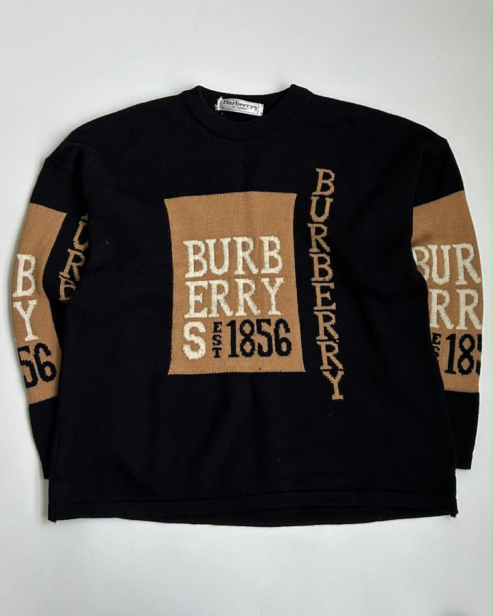 [L] Burberrys 1856 logo knit sweater (Made in 5