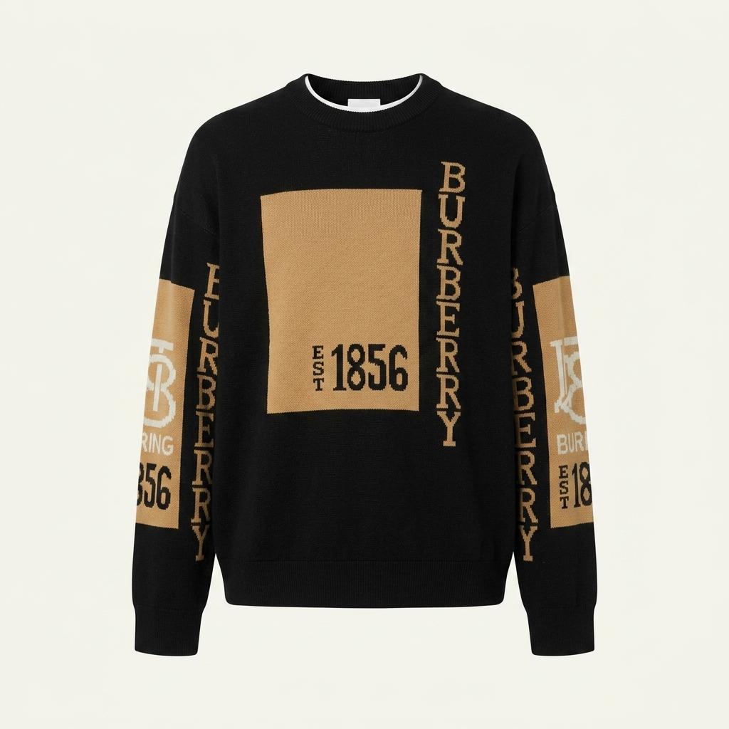 [L] Burberrys 1856 logo knit sweater (Made in 1