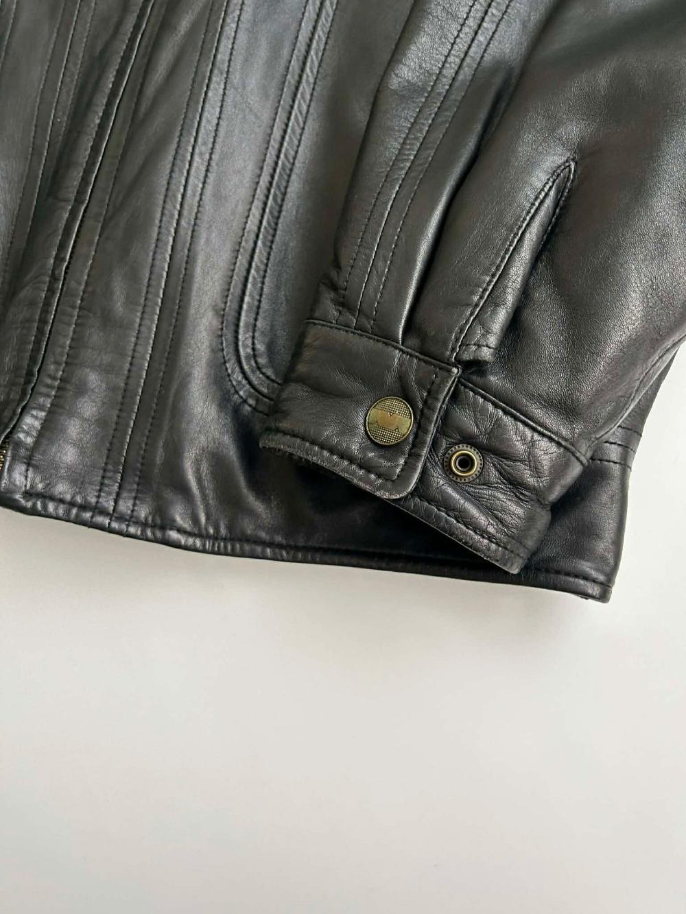 [105]Vintage Shearling Collar Leather Jacket 10
