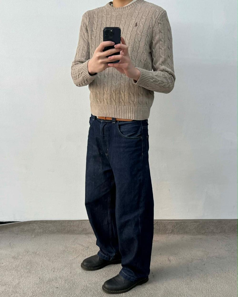 [M] Polo ralph lauren cable knit sweater beige 2