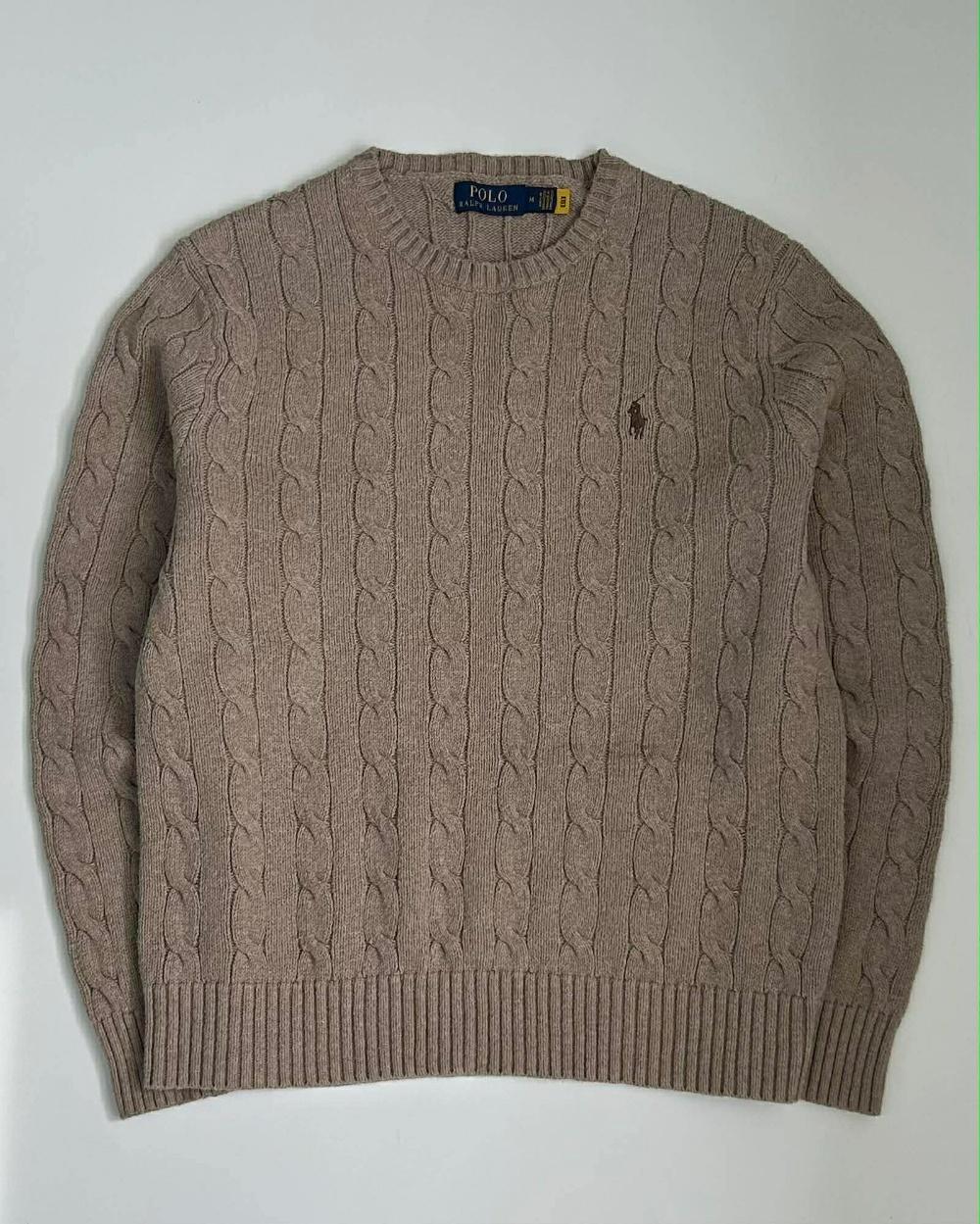 [M] Polo ralph lauren cable knit sweater beige 3