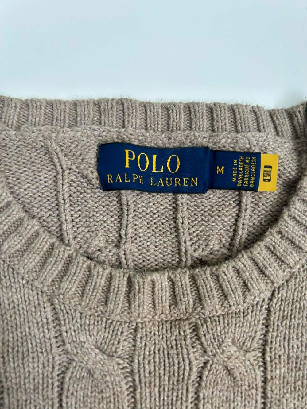 [M] Polo ralph lauren cable knit sweater beige 6