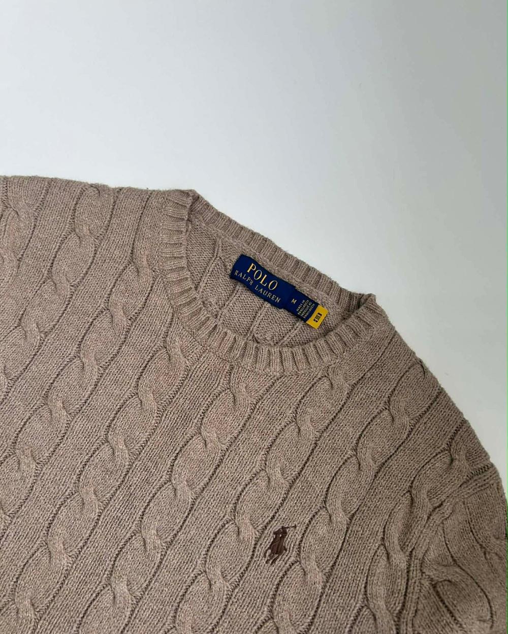 [M] Polo ralph lauren cable knit sweater beige 5