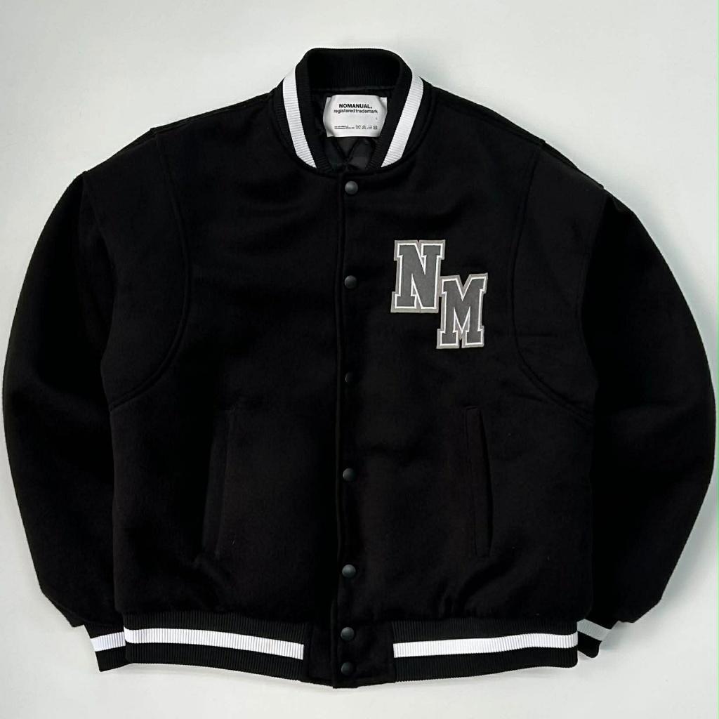 [L] NOMANUAL nm varsity jacket black 2