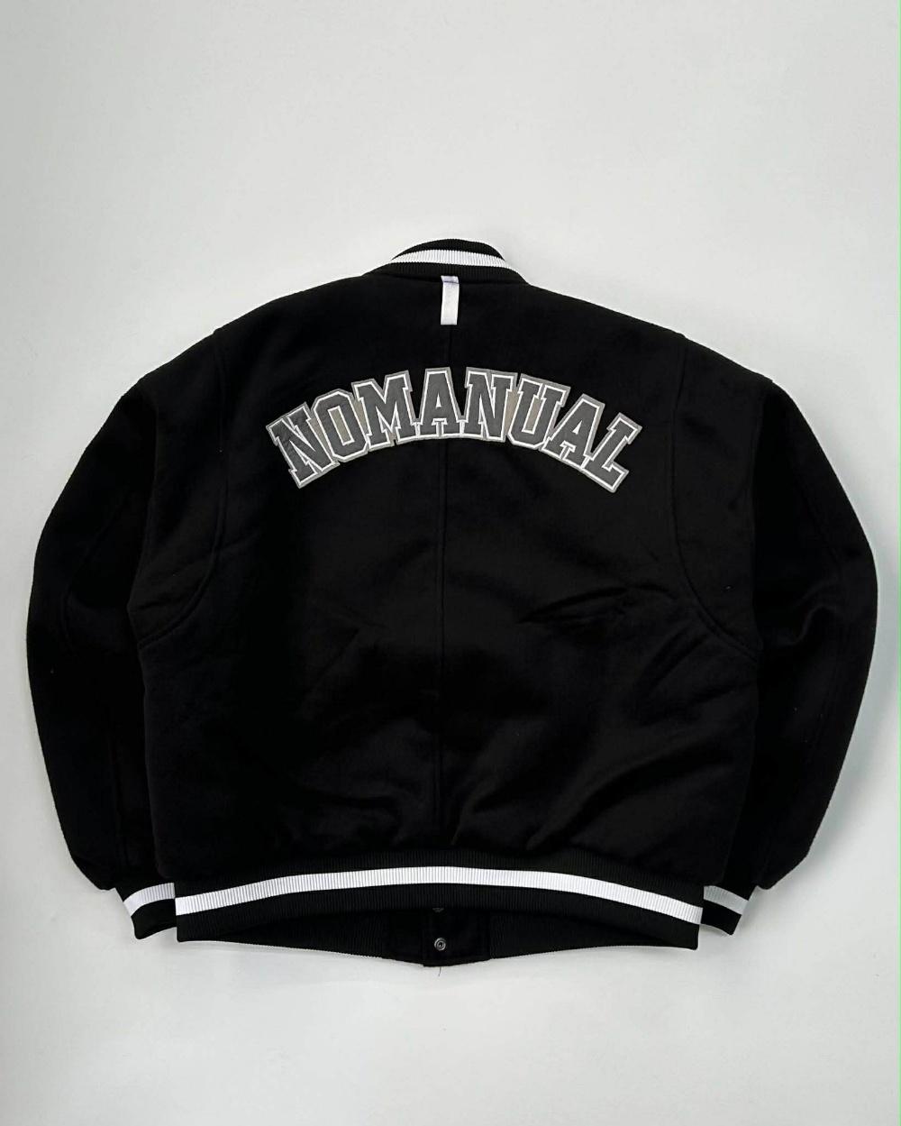 [L] NOMANUAL nm varsity jacket black 4