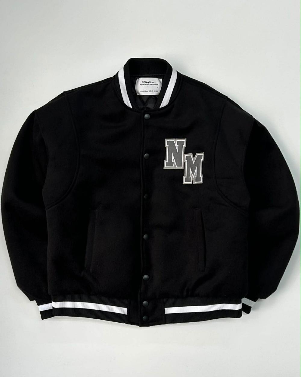 [L] NOMANUAL nm varsity jacket black 3