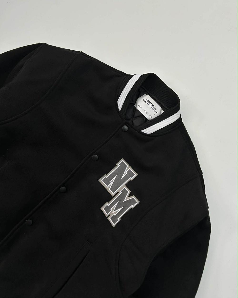 [L] NOMANUAL nm varsity jacket black 5