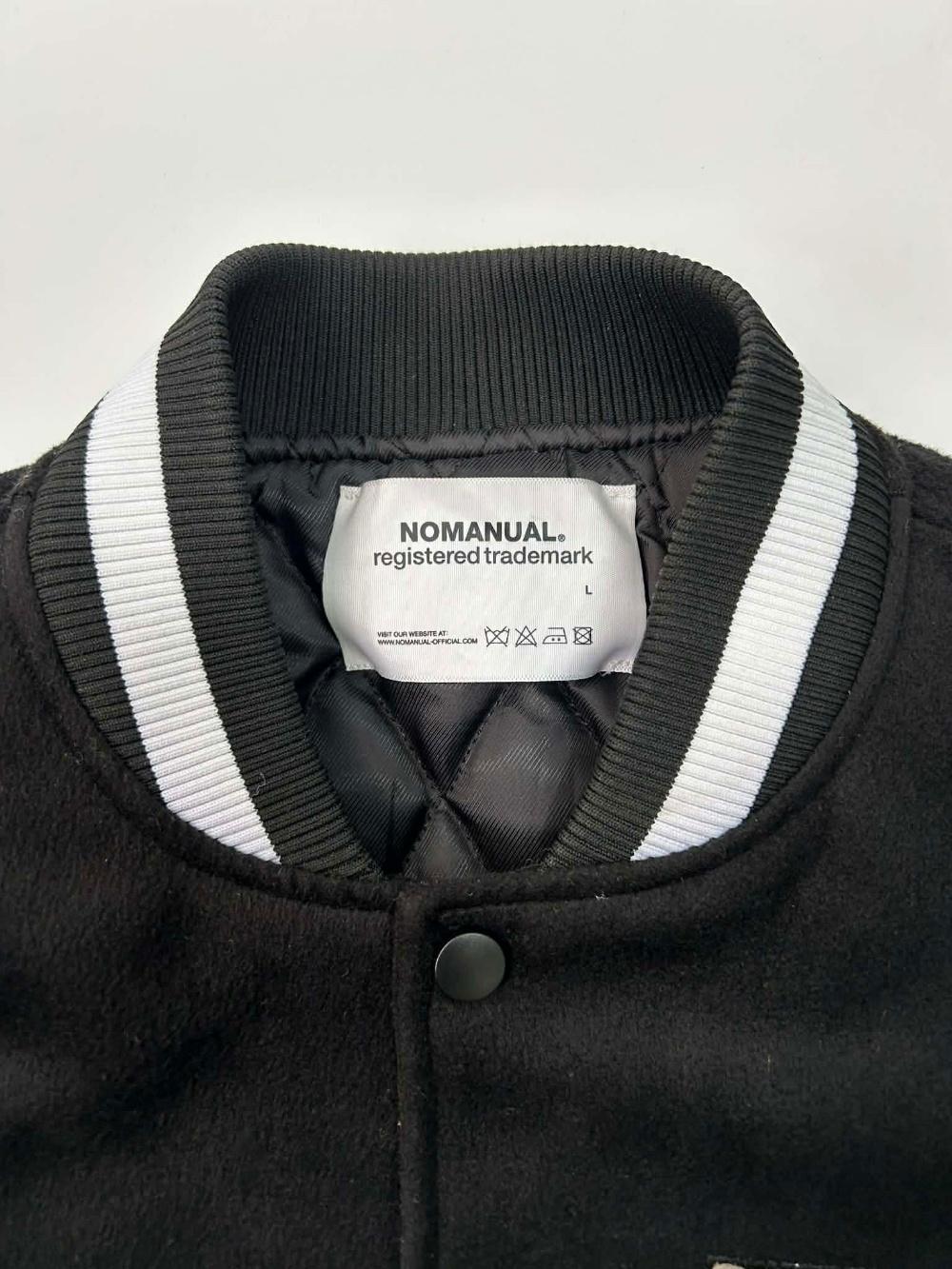 [L] NOMANUAL nm varsity jacket black 6
