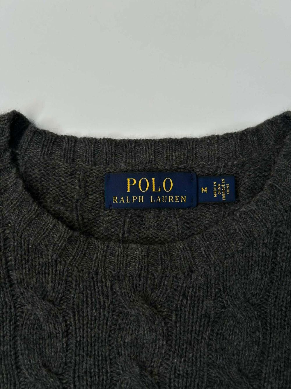 [M] POLO Ralph Lauren cable knit sweater charcoal 7