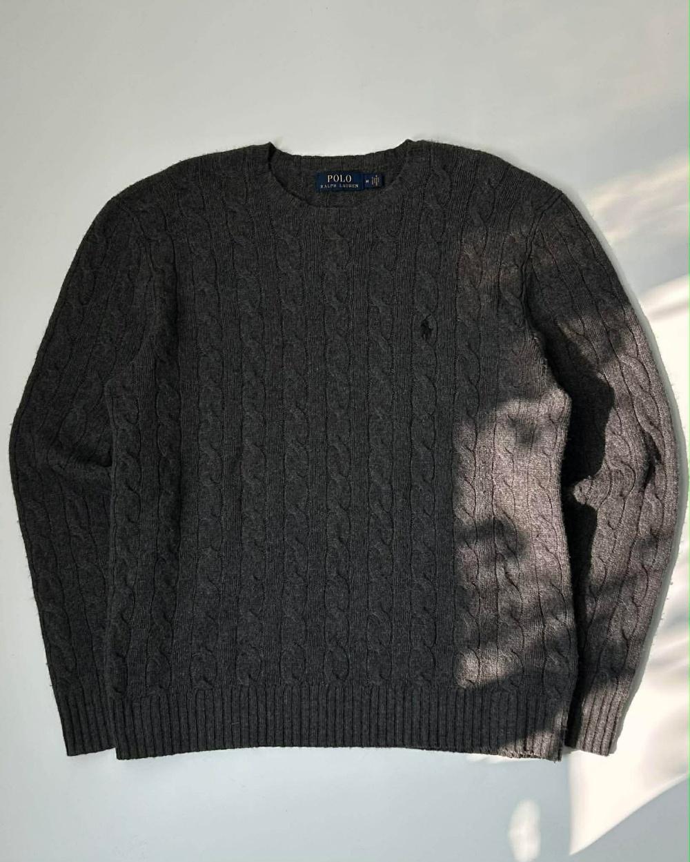 [M] POLO Ralph Lauren cable knit sweater charcoal 4