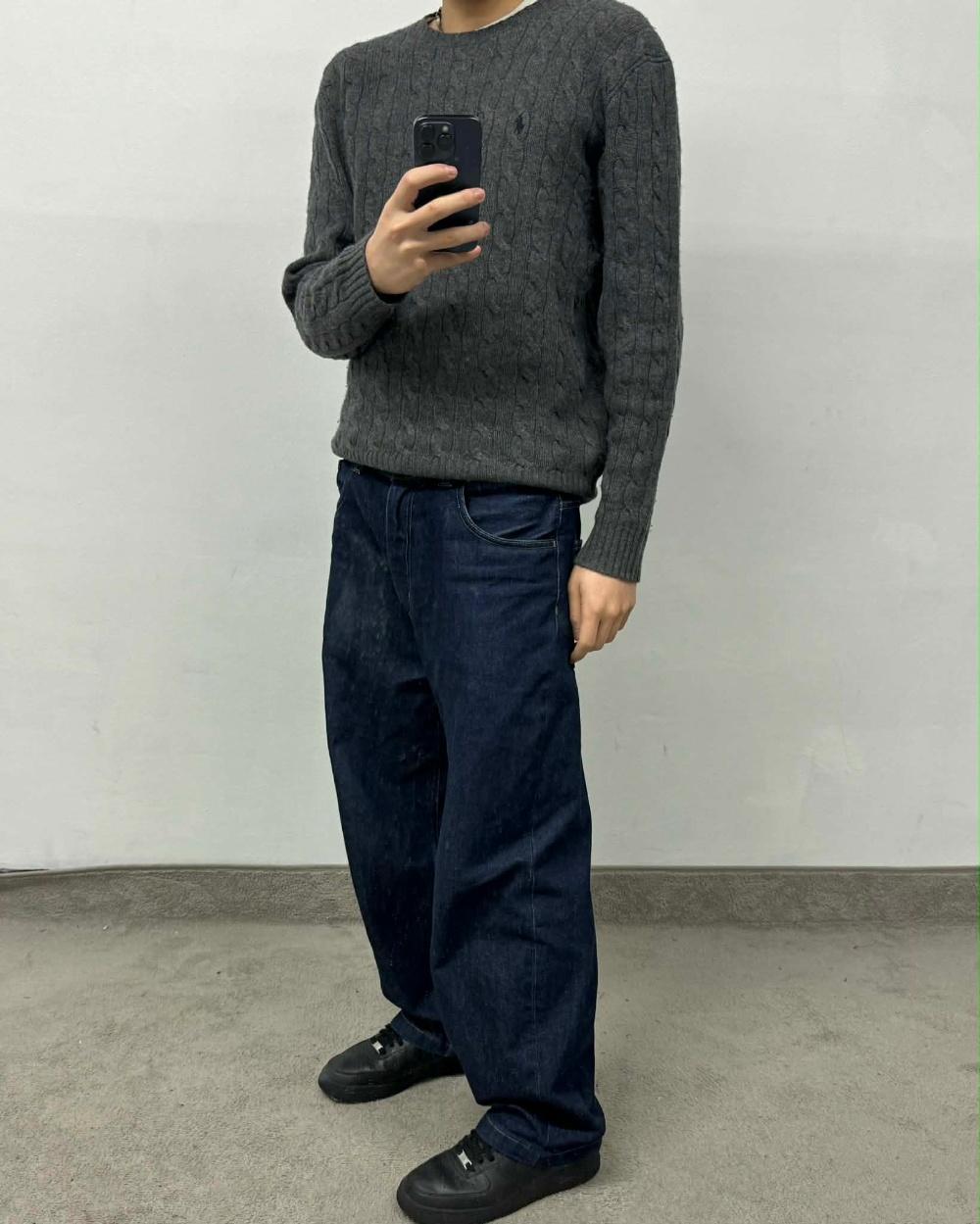[M] POLO Ralph Lauren cable knit sweater charcoal 3
