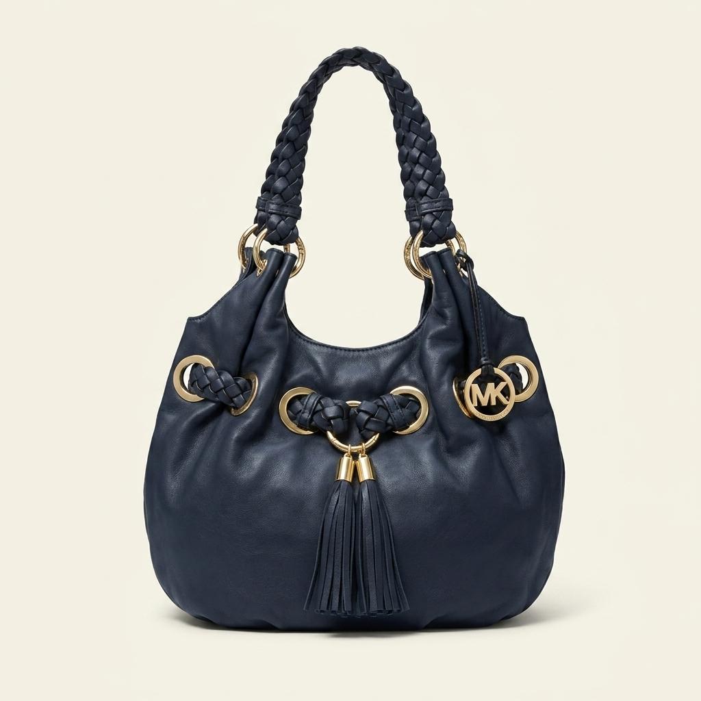 Michael Kors braided leather tassel shoulder bag