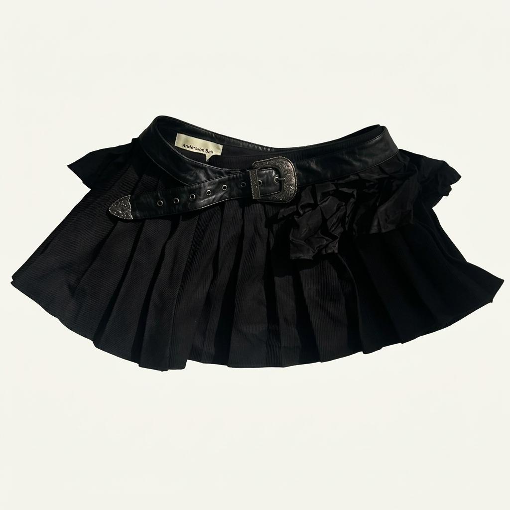 Andersson Bell pleated mini skirt with leather 1