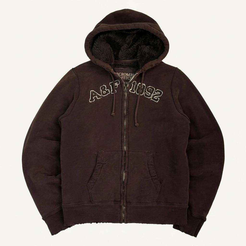[L] Abercrombie & Fitch ABF 1892 sherpa zip hoodie 1