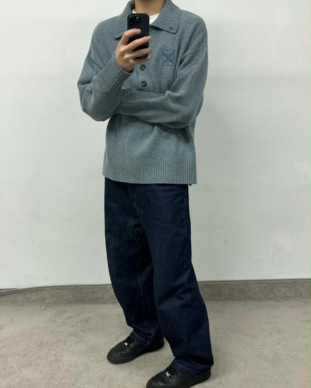 [M] SATUR wool blend collar knit 3