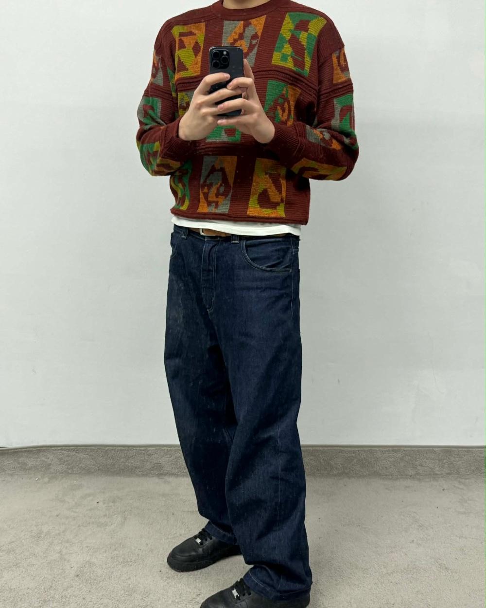 [M] Japanese vintage wool jacquard knit 3