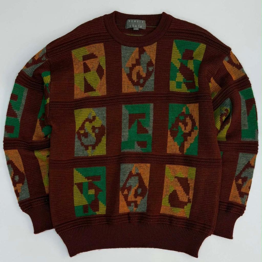 [M] Japanese vintage wool jacquard knit 2