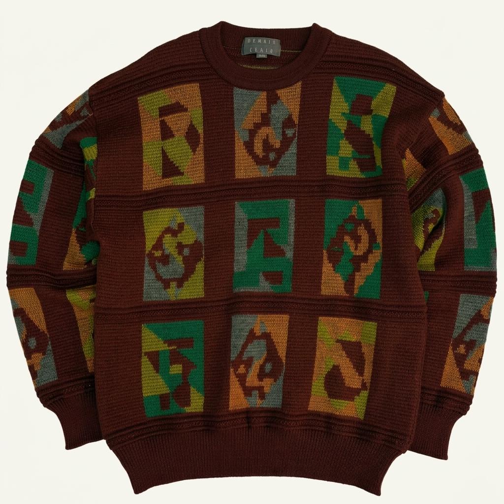 [M] Japanese vintage wool jacquard knit 1
