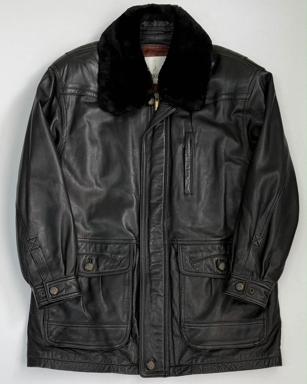[100] LONDON FOG leather fur collar half coat 2