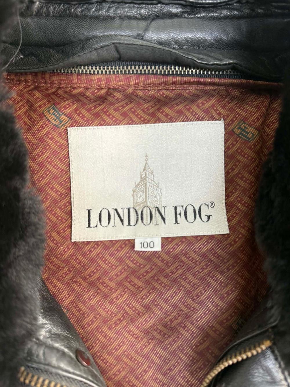 [100] LONDON FOG leather fur collar half coat 4