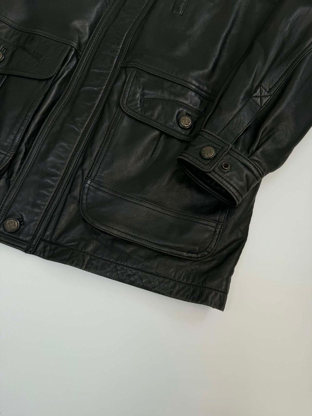 [100] LONDON FOG leather fur collar half coat 7