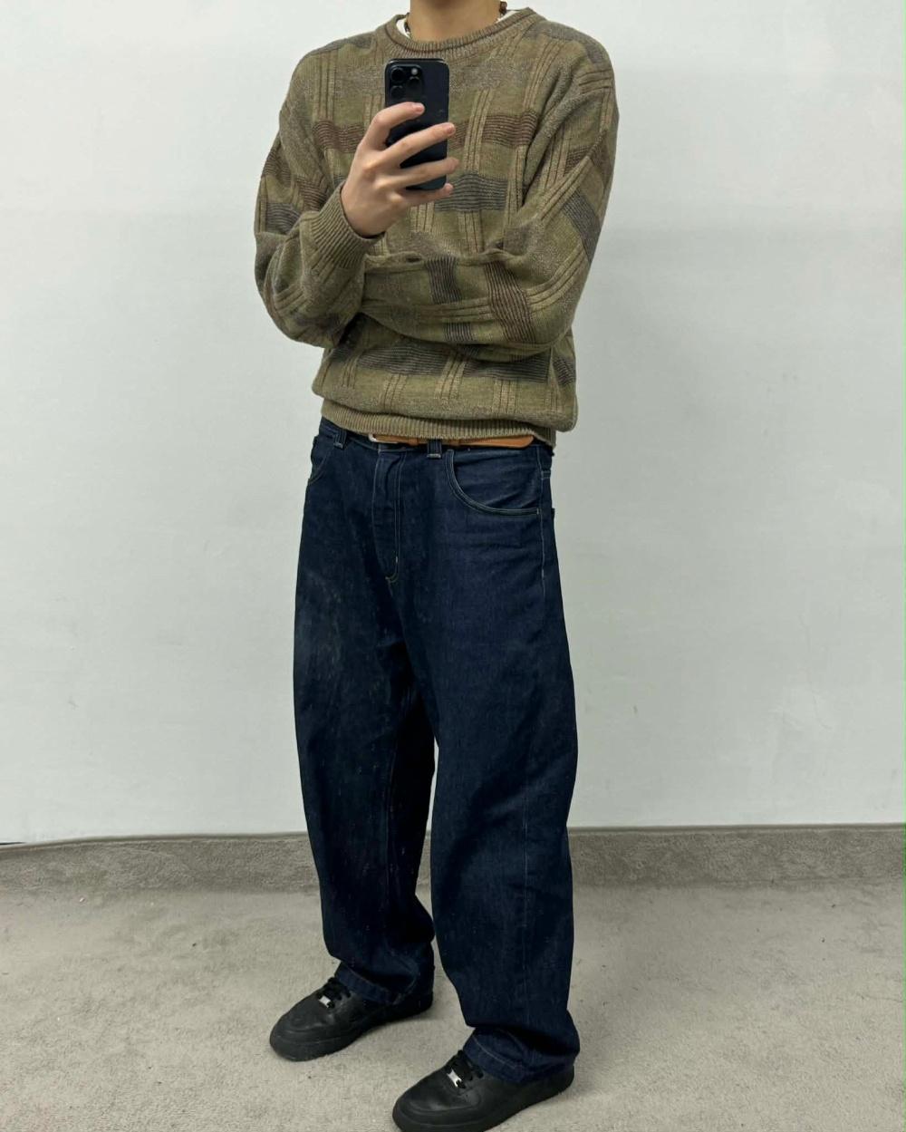[M] Vulgaris geometric wool blend knit sweater 3