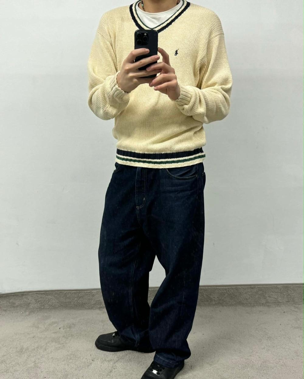 [M] Polo Ralph Lauren V-neck cotton knit sweater 3