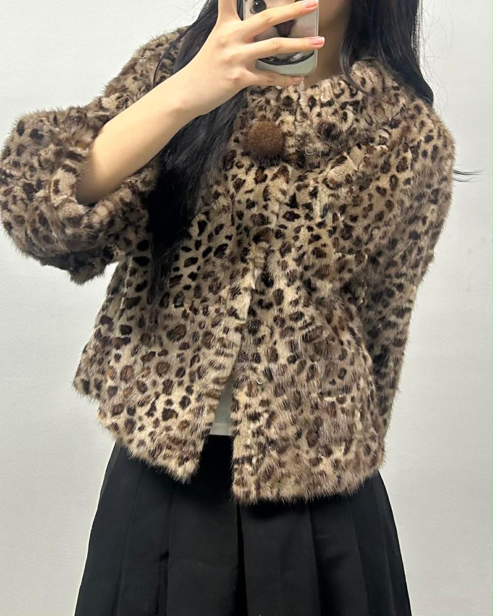 [S] Deeo Leopard Mink Fur Short Jacket 3