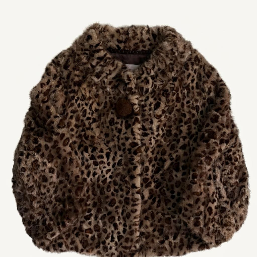 [S] Deeo Leopard Mink Fur Short Jacket 1