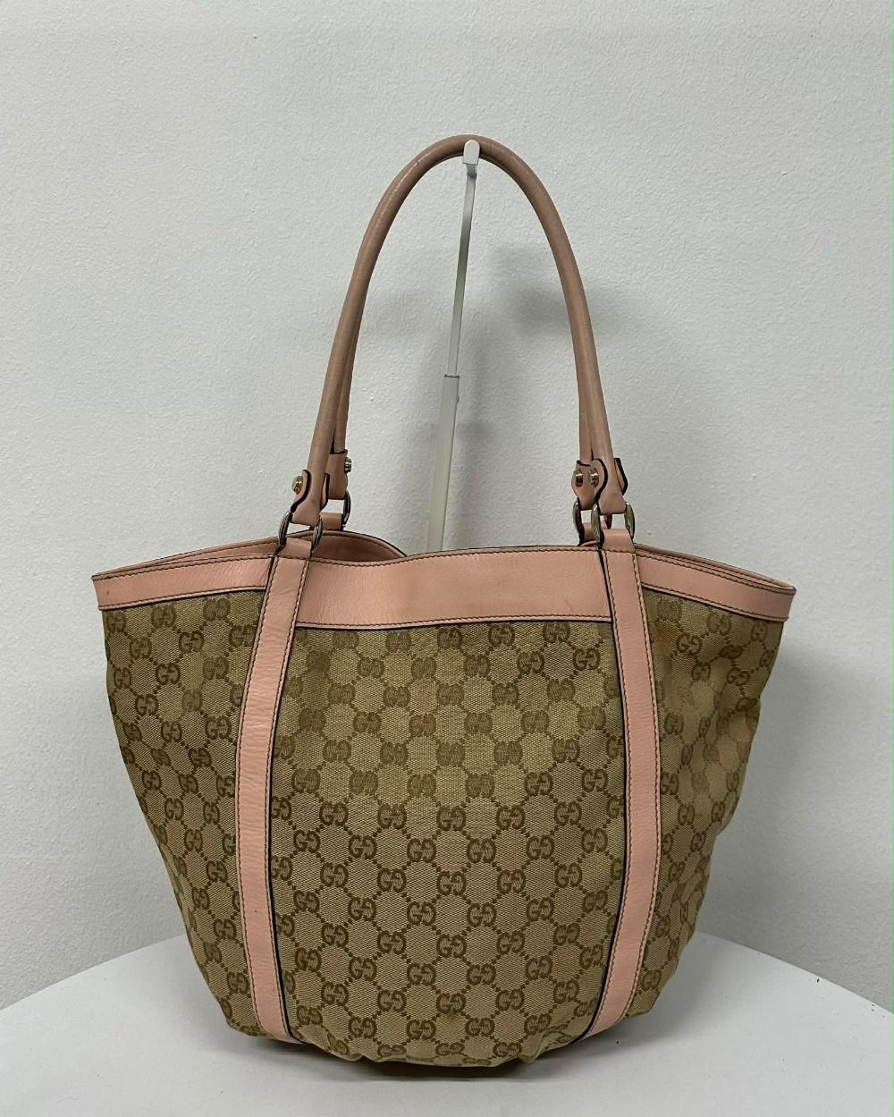 Gucci GG Canvas Pink Trim D-Ring Tote Bag 6