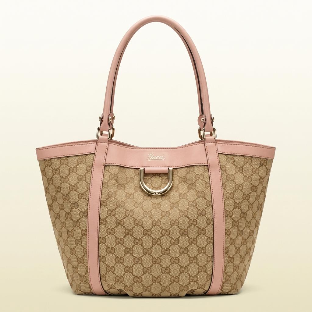 Gucci GG Canvas Pink Trim D-Ring Tote Bag 1