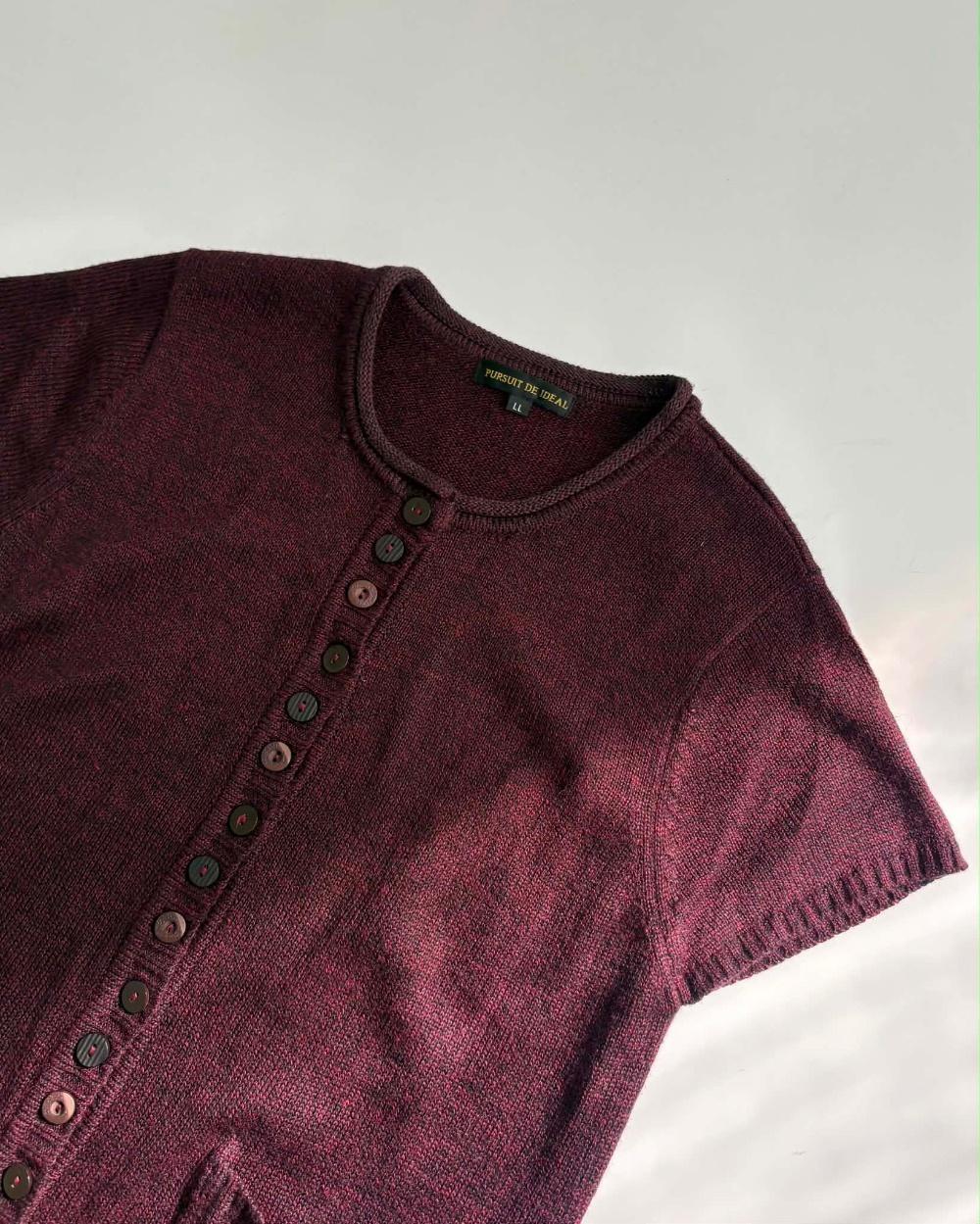 [L] Pursuit de Ideal Burgundy Knit Cardigan 6