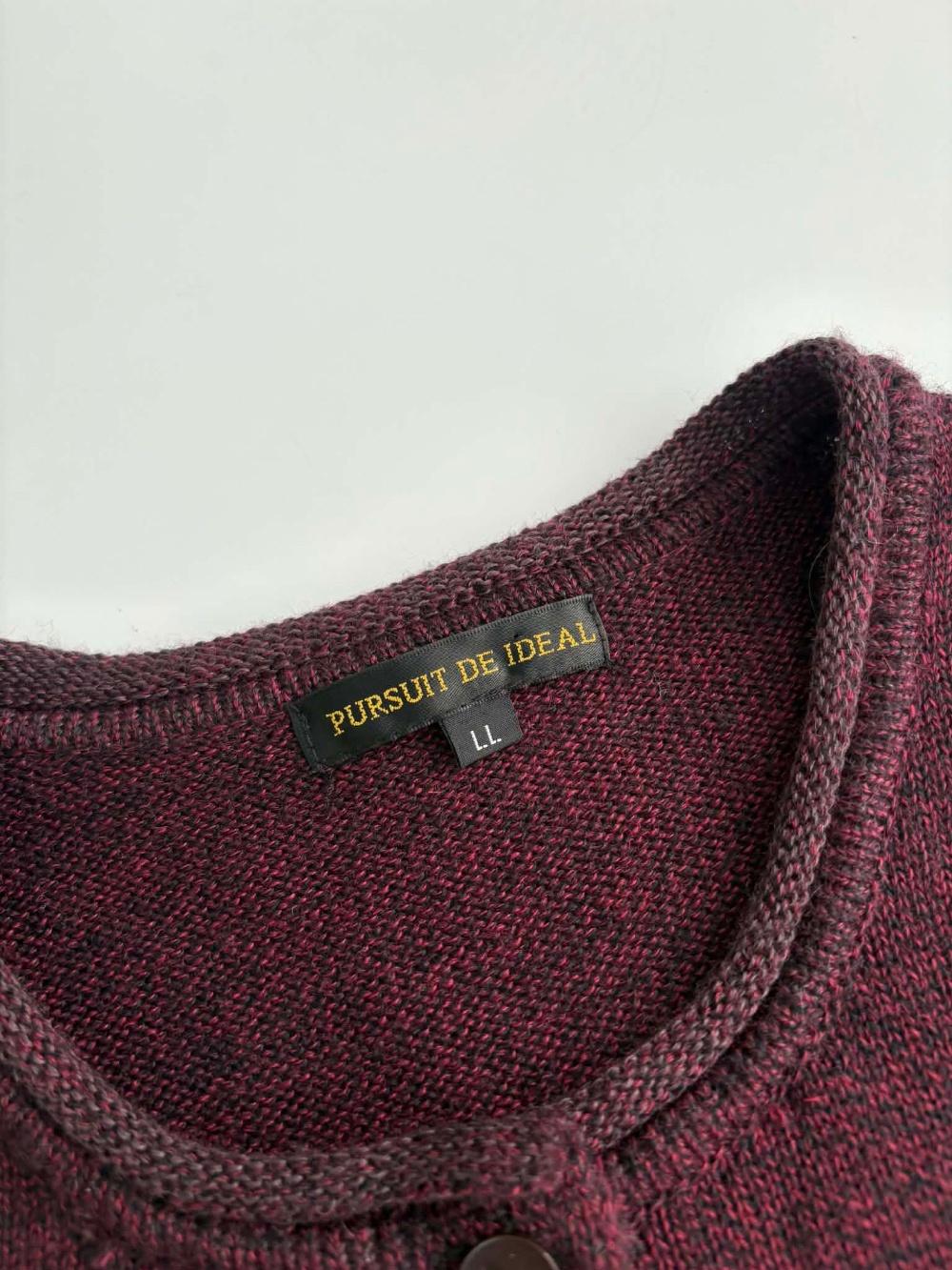 [L] Pursuit de Ideal Burgundy Knit Cardigan 4