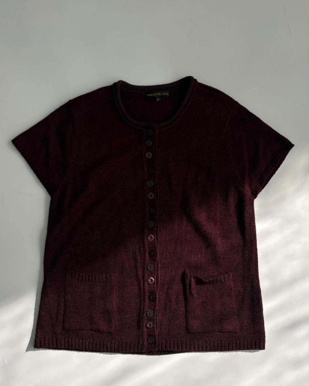 [L] Pursuit de Ideal Burgundy Knit Cardigan 3
