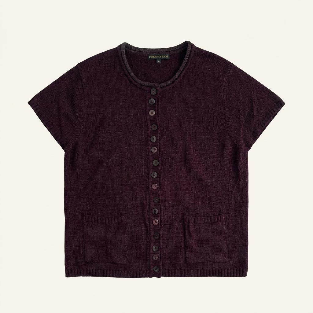 [L] Pursuit de Ideal Burgundy Knit Cardigan 1