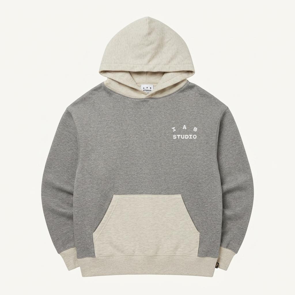 [M] IAB STUDIO TWO-TONE LOGO HOODIE 1