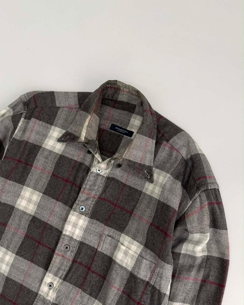 [S] Burberry Navy Check Cotton USA Shirt 5