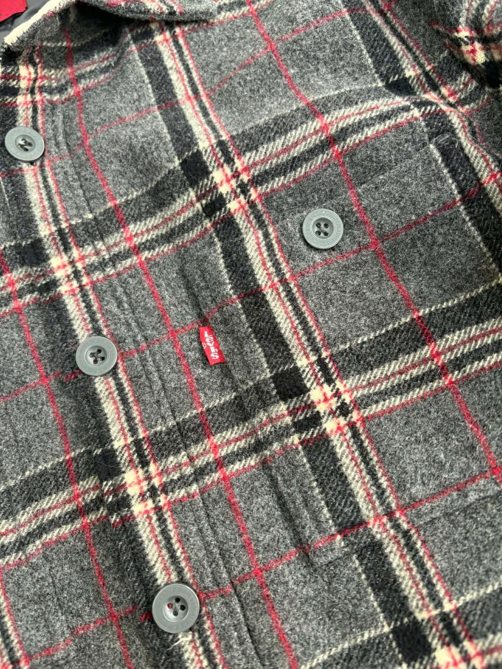 [100] Levi's Wool Check Quilted Shirt Jacket 9